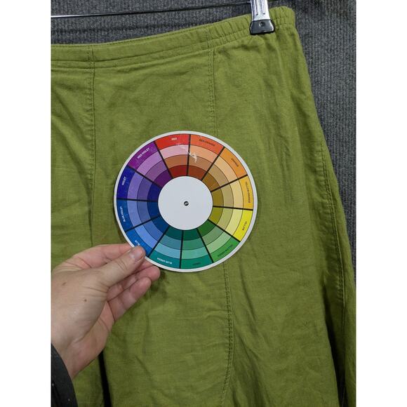 J Jill Linen Skirt Womens 10 Midi Green Twirl Indie Prep Boho Eclectic Casual - Picture 4 of 11